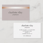 Taupe | Modern Roos Gold Striped Stijlvol Visitekaartje (Voorkant / Achterkant)