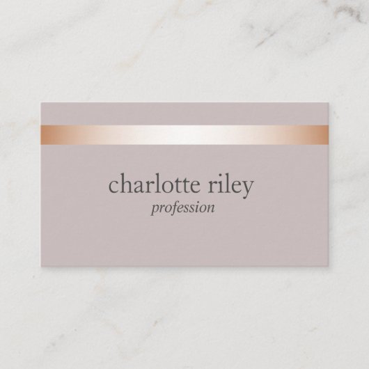 Taupe | Modern Roos Gold Striped Stijlvol Visitekaartje (Voorkant)