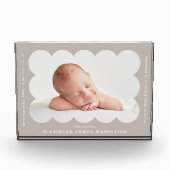 Taupe Modern Scalloped Birth Announance Fotoblokken (Voorkant)