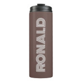 Taupe moderne typografie gepersonaliseerd thermosbeker (Voorkant)