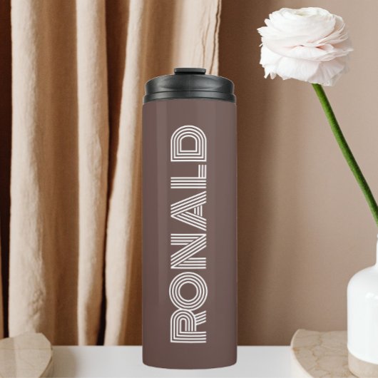 Taupe moderne typografie gepersonaliseerd thermosbeker