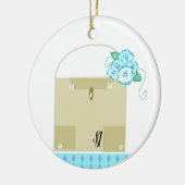 Taupe modezak met monogram keramisch ornament (Links)