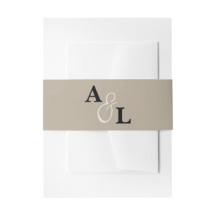Taupe Monogram Ampersand Gepersonaliseerde bruilof Uitnodigingen Wikkel