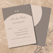Taupe Monogram Japandi Wedding RSVP Kaart