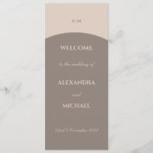 Taupe Monogram Minimalistische Japanse bruiloft Programmakaart (Voorkant)