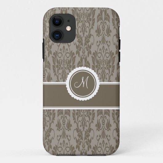 Taupe Monogrammed Damask Hoesje-Mate iPhone 5 Hoes (Achterkant)