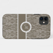 Taupe Monogrammed Damask Hoesje-Mate iPhone 5 Hoes (Achterkant (horizontaal))