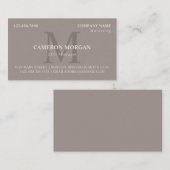 Taupe Monogrammed Professional Visitekaartje (Voorkant / Achterkant)