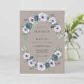 Taupe Moody Botanische Bruiloft Kaart (Staand voorkant)
