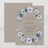 Taupe Moody Botanische Bruiloft Kaart (Voorkant / Achterkant)