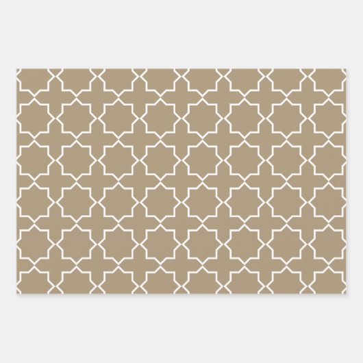 Taupe Moroccan Arabesque Pattern Inpakpapier Vel (Voorkant 2)