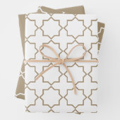 Taupe Moroccan Arabesque Pattern Inpakpapier Vel (In situ)