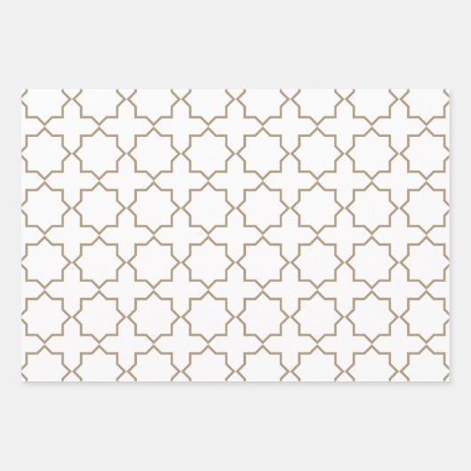 Taupe Moroccan Arabesque Pattern Inpakpapier Vel (Voorkant)