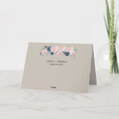 Taupe Navy Blue Pink Peony Wedding Place Kaarten (Achterkant)
