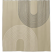 Taupe neutraal minimalistisch douchegordijn (Voorkant)