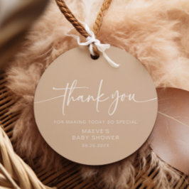 Taupe Neutral Modern Baby shower Favor Tags Eenvou Bedankjes Labels