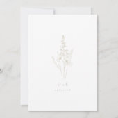 Taupe Neutral Wildflower Wedding Invitation Kaart (Achterkant)