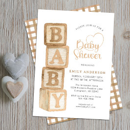 Taupe Neutrale Babyblokken Cottage Baby Shower Kaart