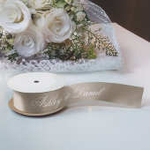 Taupe Neutrals Elegant Script Kalligrafie Bruiloft Satijnen Lint