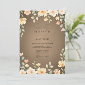 Taupe Oker Wilde Bloemen Bruiloft Kaart (Staand voorkant)