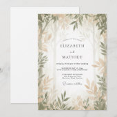 Taupe Olijf Bladgroen Eucalyptus Bruiloft Kaart (Voorkant / Achterkant)