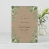 Taupe Olijf Eucalyptus Bruiloft Kaart (Staand voorkant)