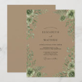 Taupe Olijf Eucalyptus Bruiloft Kaart (Voorkant / Achterkant)