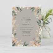 Taupe Organische Boho Bruiloft Kaart (Staand voorkant)