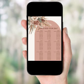 Taupe pampas grass wedding seating chart poster