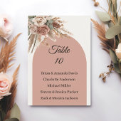 Taupe pampas grass wedding table number names card RSVP kaartje