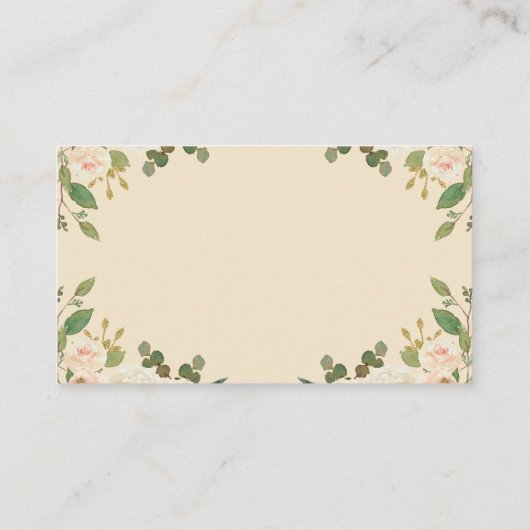 Taupe Peach Bloemen Baby shower Luier Raffle Informatiekaartje (Achterkant)