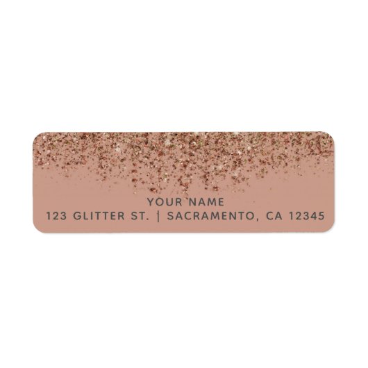 Taupe Pink & Bronze Gold Glitter Glam Chic Party Etiket (Voorkant)