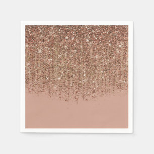 Taupe Pink & Bronze Gold Glitter Glam Party Servetten