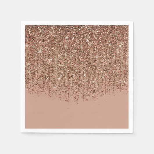 Taupe Pink & Bronze Gold Glitter Glam Party Servetten (Voorkant)