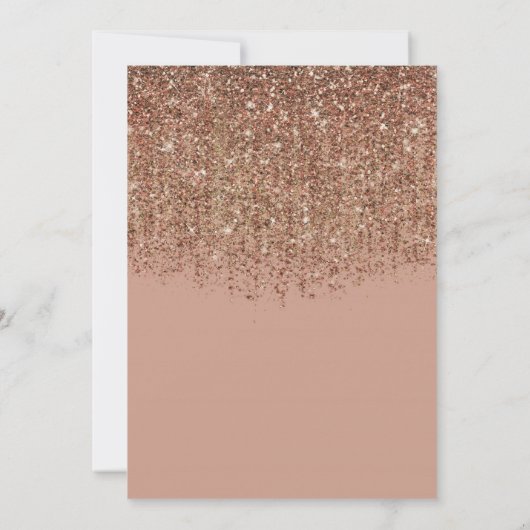 Taupe Pink & Bronze Gold Glitter Verloving Shower Kaart (Achterkant)