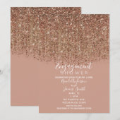 Taupe Pink & Bronze Gold Glitter Verloving Shower Kaart (Voorkant / Achterkant)