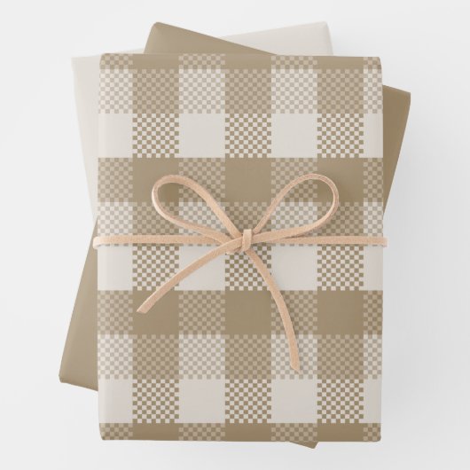 Taupe Plaid Herfst Patroon Ontwerp Inpakpapier Vel (In situ)