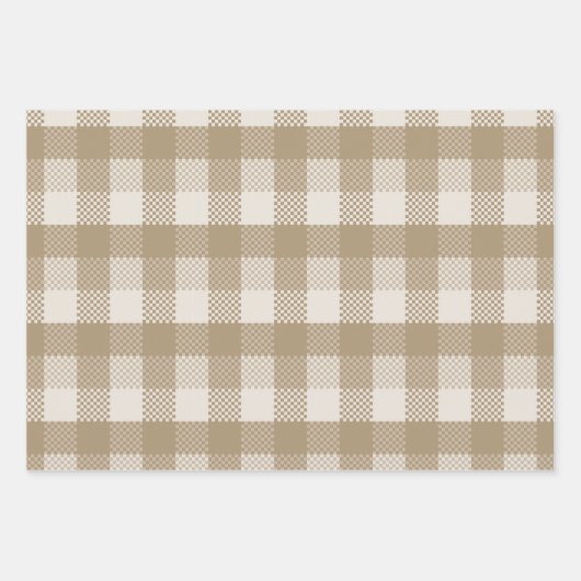 Taupe Plaid Herfst Patroon Ontwerp Inpakpapier Vel (Voorkant)