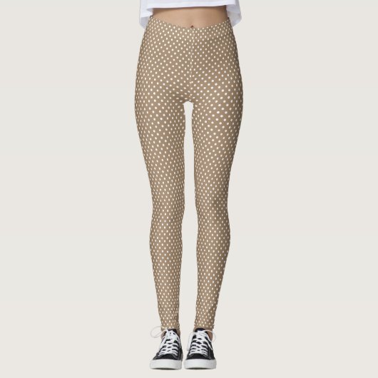 Taupe Polka Dot Leggings for Any Occasion (Voorkant)