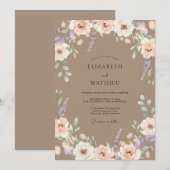 Taupe Pruim Ranunculus Eucalyptus Bruiloft Kaart (Voorkant / Achterkant)