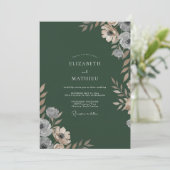 Taupe Ranunculus Bos Eucalyptus Bruiloft Kaart (Staand voorkant)