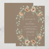 Taupe Ranunculus Krans Bruiloft Kaart (Voorkant / Achterkant)