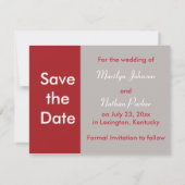 Taupe Red White Peony PHOTO Save the Date Kaart (Achterkant)