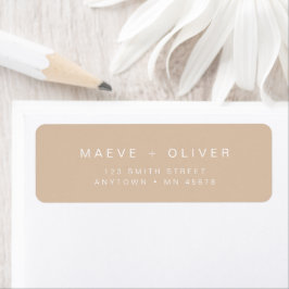 Taupe retouradreslabel modern minimalistisch beige etiket