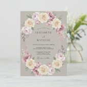 Taupe Romantische Vintage Bruiloft Kaart (Staand voorkant)