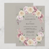 Taupe Romantische Vintage Bruiloft Kaart (Voorkant / Achterkant)