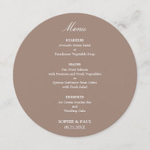 Taupe Ronde Trouwmenu