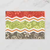 Taupe, rood, groen en Sinaasappel Paisley Chevron Visitekaartje (Achterkant)