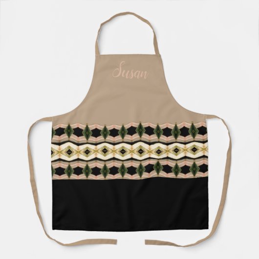 Taupe rooskleurig roze en zwart schort (Voorkant)