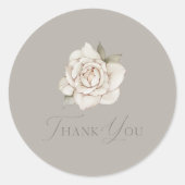 Taupe Rose “Thank You” Wedding Ronde Sticker (Voorkant)